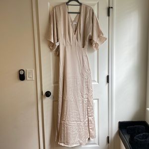 Fame & Partners champagne matte satin wrap dress - NEVER WORN